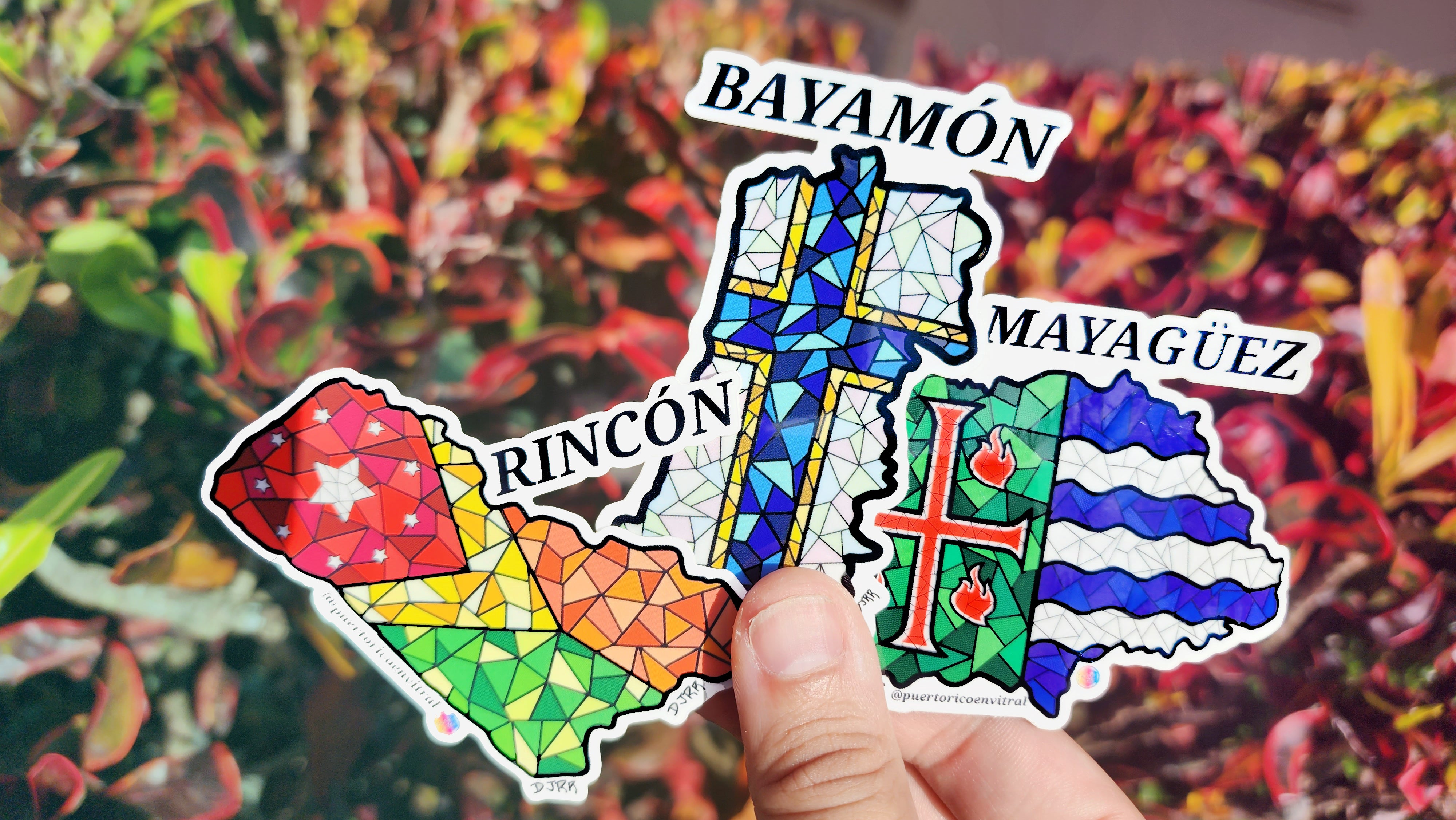 Sticker Pueblos Puerto Rico en Vitral