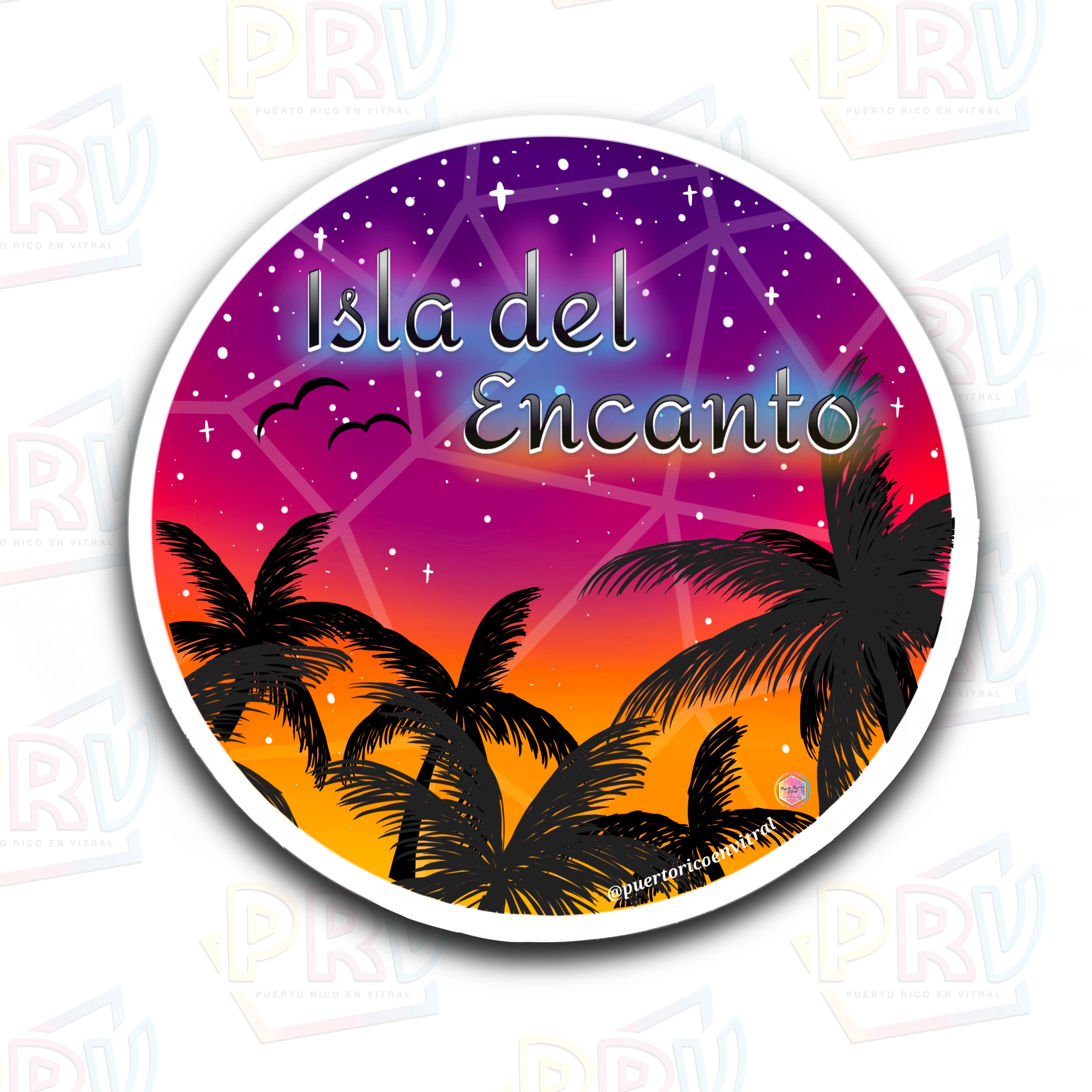 Isla Sticker Isla del Encanto en Atardecer(Sticker) – Puerto Rico en Vitral