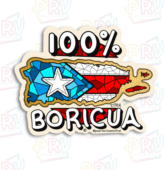 100% Boricua (Premium Sticker)