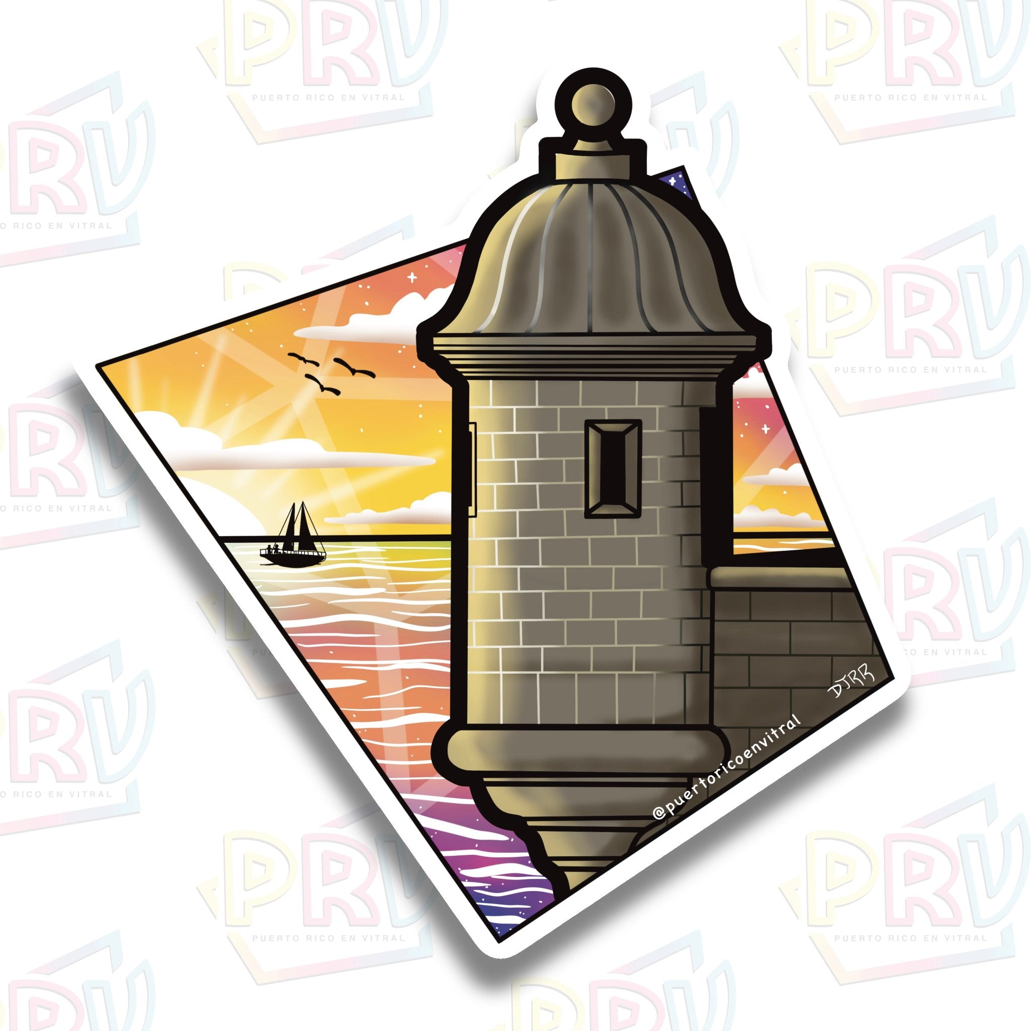 Garita Atardecer (Sticker) – Puerto Rico en Vitral