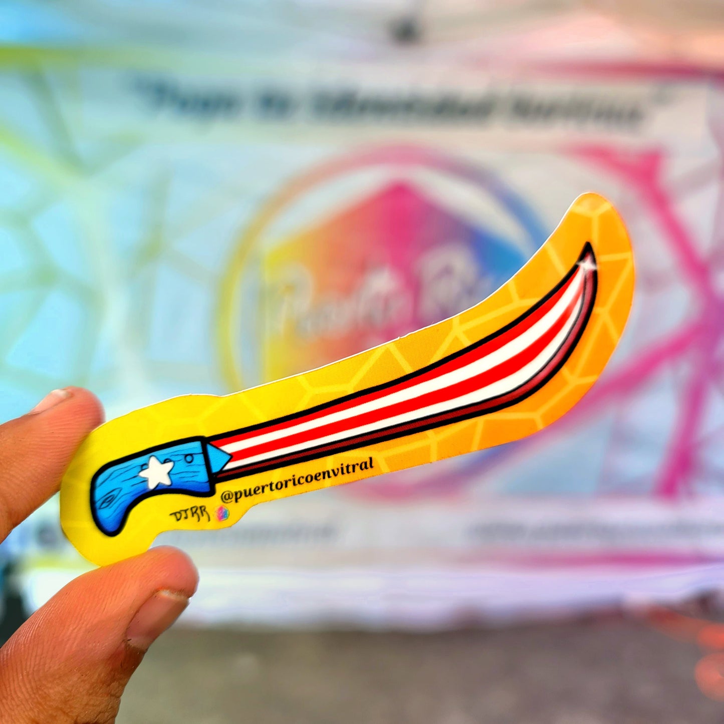 Machete Bandera PR  (Sticker)